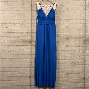 Groovy Blue and Lace Maxi Dress